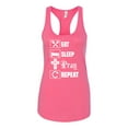 thumbnail image 2 of Eat Sleep Pray Repeat for Christians Faith | Womens Inspirational/Christian Jersey Racerback Tank Top, Hot Pink, Medium, 2 of 3