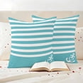 thumbnail image 3 of Blue Anchor Outdoor Waterproof Pillow Covers, Modern Nautical White Geometric Stripes Decorative Square Throw Pillowcase Sofa Cushion Sham for Patio/Couch/Chair, 24"x24" 2 Pack, 3 of 8
