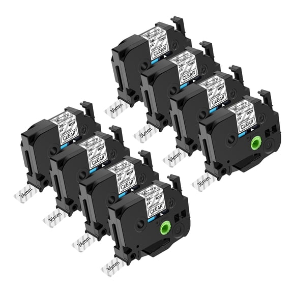 NineLeaf 8 Pack Compatible for Brother P-Touch TZe TZ Label Maker Tape TZe-161 TZ-161 36mm 1.4 in Laminated Black on Clear Label Tape