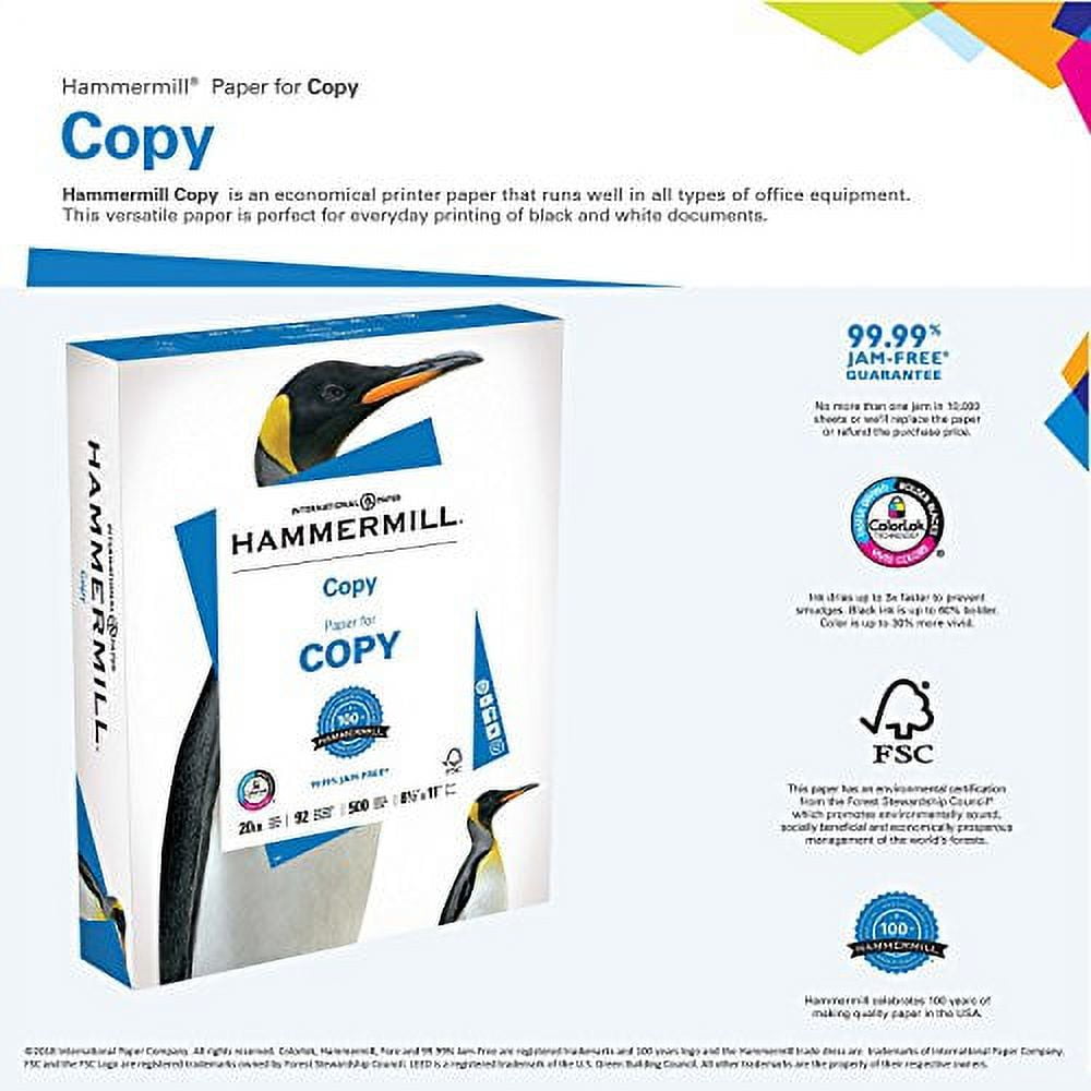Hammermill Printer Paper, 20 lb Copy Paper, 8.5 x 11 - 92 Bright - PAL –  Paper and Supply