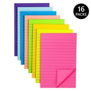 Tripumer 16 Pack Lined Sticky Notes 4 x 6 Inch Padded Sticky Notes Self Stick Notes with Lines 8 Bright Colorful Self-Stick Office Home Study School Meeting