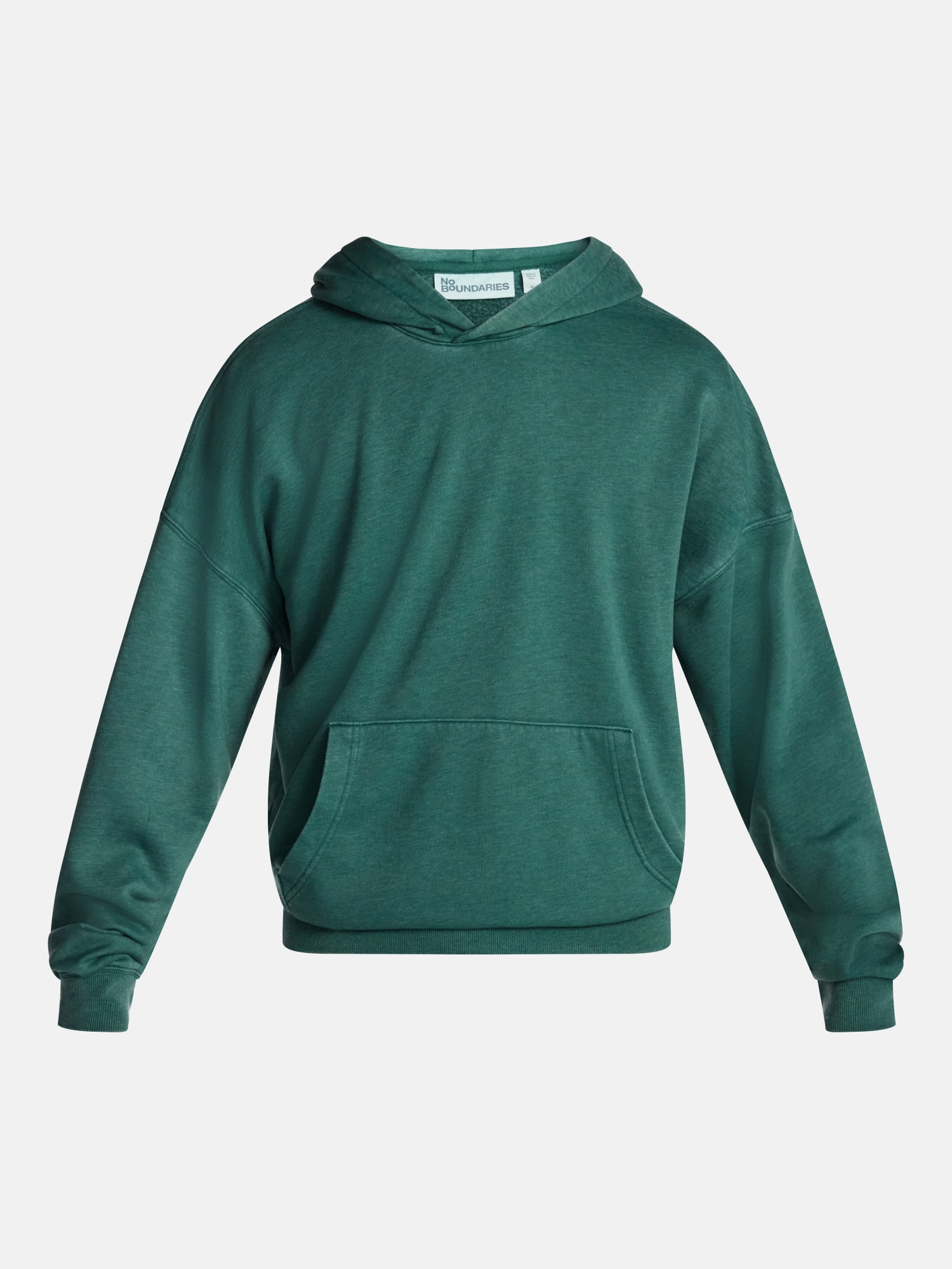 No Boundaries Boxy Fit Oversized Fleece Hoodie with Long Sleeves, Men's XS-4XLT