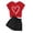Red-heart, variant on Arshiner Girls 2 Piece Outfit Summer Drop Shoulder Batwing Sleeve Tops and Paperbag Waist Shorts Set Cute Clothing