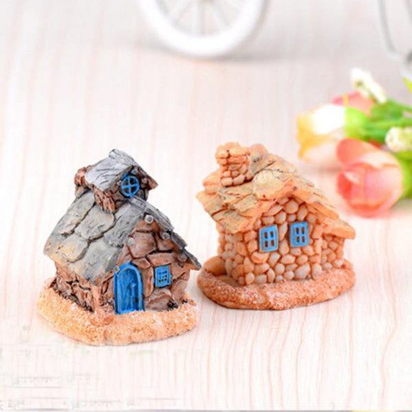 Miniature Stone House Statue Home Decor Fairy Ornament Garden