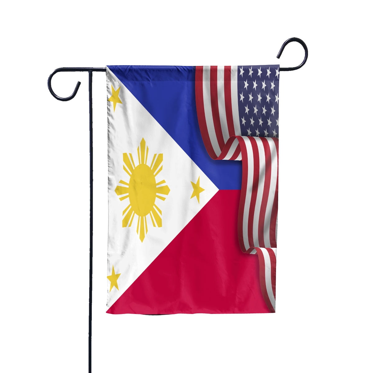 Flag Waving American Flag Philippine Philippines U.S.A Friendship Patriotic Proud Garden Flag, Double-Sided Decorative Outdoor Flag, Polyester Yard Flag 12 x 18 in