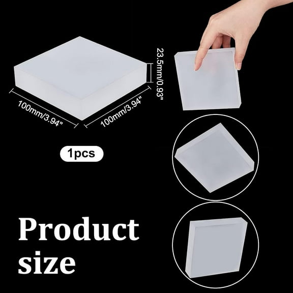 Solid Frosted Acrylic Square Display Base 10x10x2.4cm Polished Display Block Laser Cut Craft Jewelry Riser Stand for Ring Earring Bracelet Accessory Collectibles Retail Photography