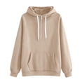thumbnail image 4 of Jsaierl Women's Quarter Zip Hoodies Cute Solid Color Hooded Sweatshirt Lightweight Basic Pullover Cotton Jogging Long Sleeve Tops, 4 of 7