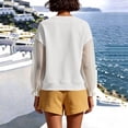 thumbnail image 4 of Hxshgdsn Womens Henley Sweatshirt with Sheer Patchwork Puff Sleeves Casual Pullover Top Summer Daily Wear(White/2XL), 4 of 6