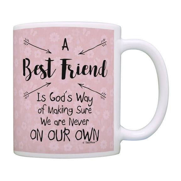 ThisWear Bestie Mugs Best Friend God's Way of Making Sure We Are Never On Our Own BFF Coffee Mug Pink