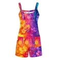 thumbnail image 3 of DDAPJ pyju 2025 Summer Rompers for Women Tie Dye Print Sleeveless Suspenders Short Overalls Loose Casual Wide Leg Jumpsuits Shorts with Pockets Clearance Sale Gold S, 3 of 5