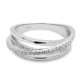 thumbnail image 3 of 1/4 ct. t.w Round Cut Lab Created Moissanite Diamond Crossover Statement Ring Wedding Bands for Women In 10K Solid White Gold (G-H Color, VVS1 Clarity, 0.25 Cttw)-9, 3 of 8