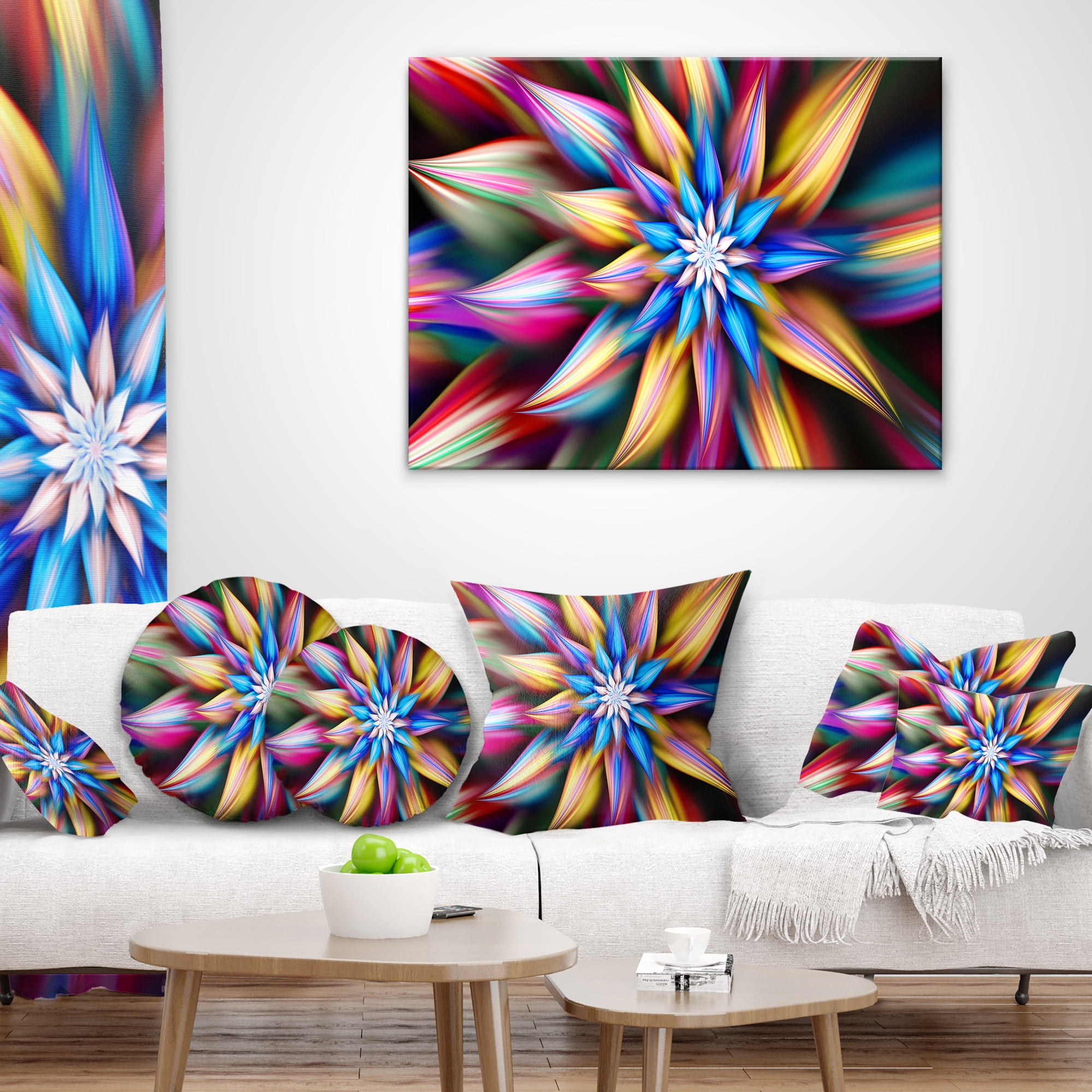 Designart Exotic Multi Color Flower Petals - Floral Throw Pillow - 12x20