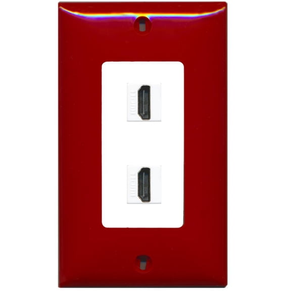 RiteAV - 2 Port HDMI 2.0 Decorative Wall Plate (Red & White)