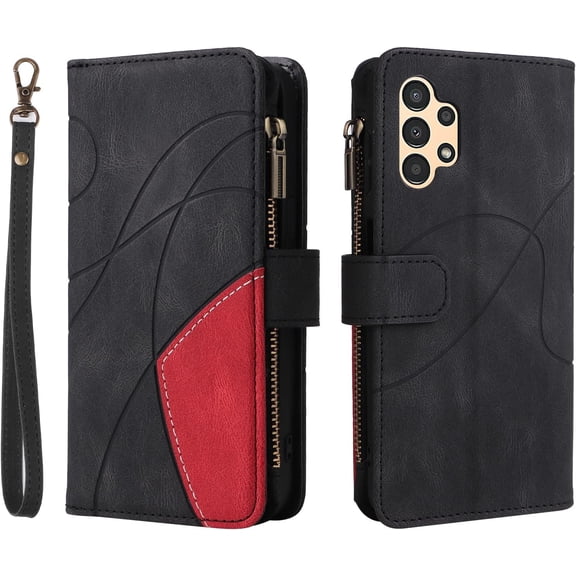 ZUKKASHAN For Samsung Galaxy A13 4G Zipper Case 9 Card Slots with Strap Shockproof Leather Flip Wallet Handbag Zip Pocket Phone Cover Stand Folio Magnetic Shell for Samsung Galaxy A13 4G