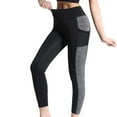 thumbnail image 2 of Qulqfy High Waist Leggings Women Black Active Wear Workout Yoga Leggings Running Women Pants with Pockets L, 2 of 5