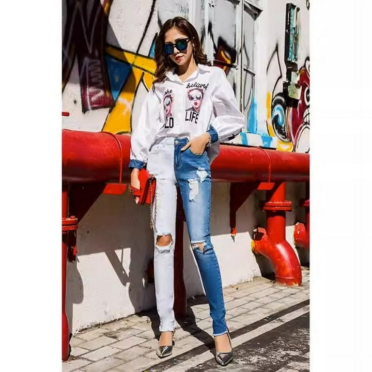 Jeans double color hot sale
