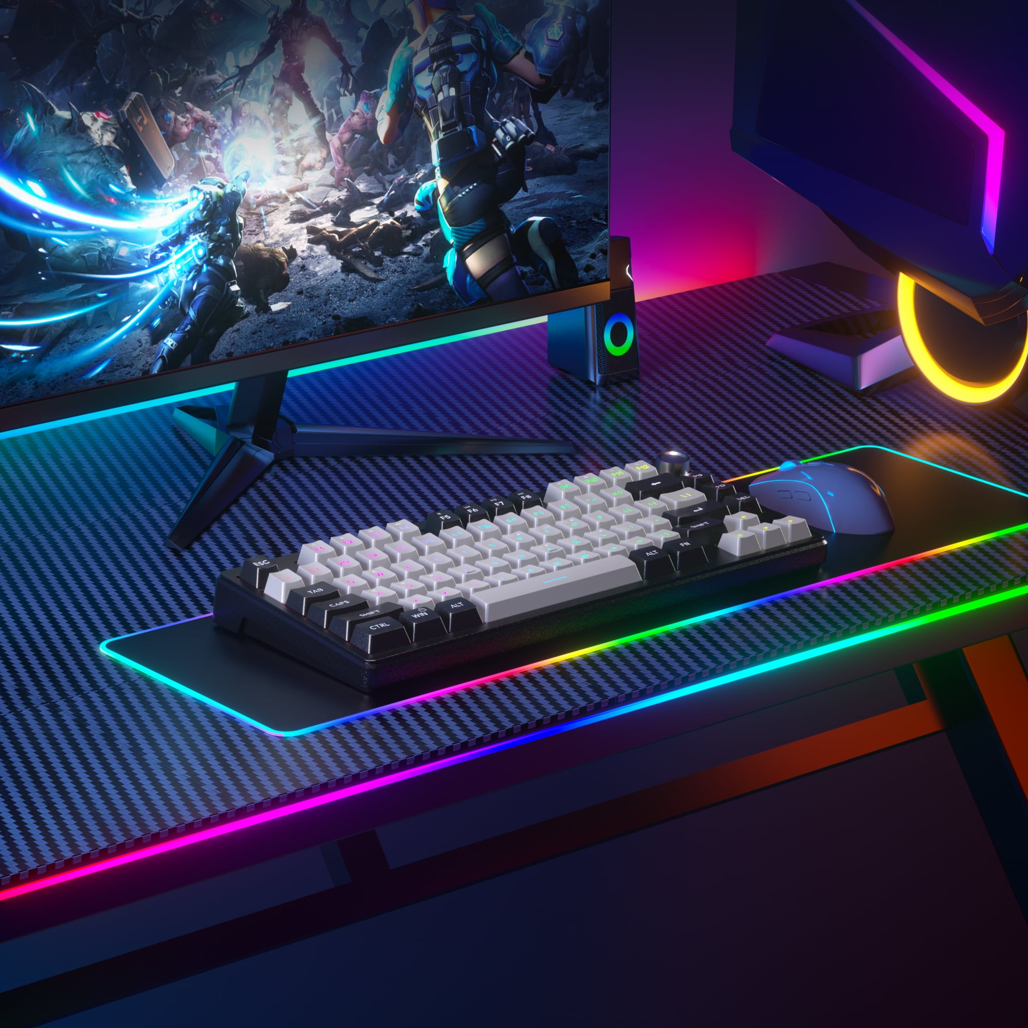 MageGee TS75 79-Key RGB Gaming Keyboard - Volume Knob, 19-Key Anti-Ghosting, Ergonomic Compact Wired Design, Win/Mac Compatible for Gamers/Office/Study