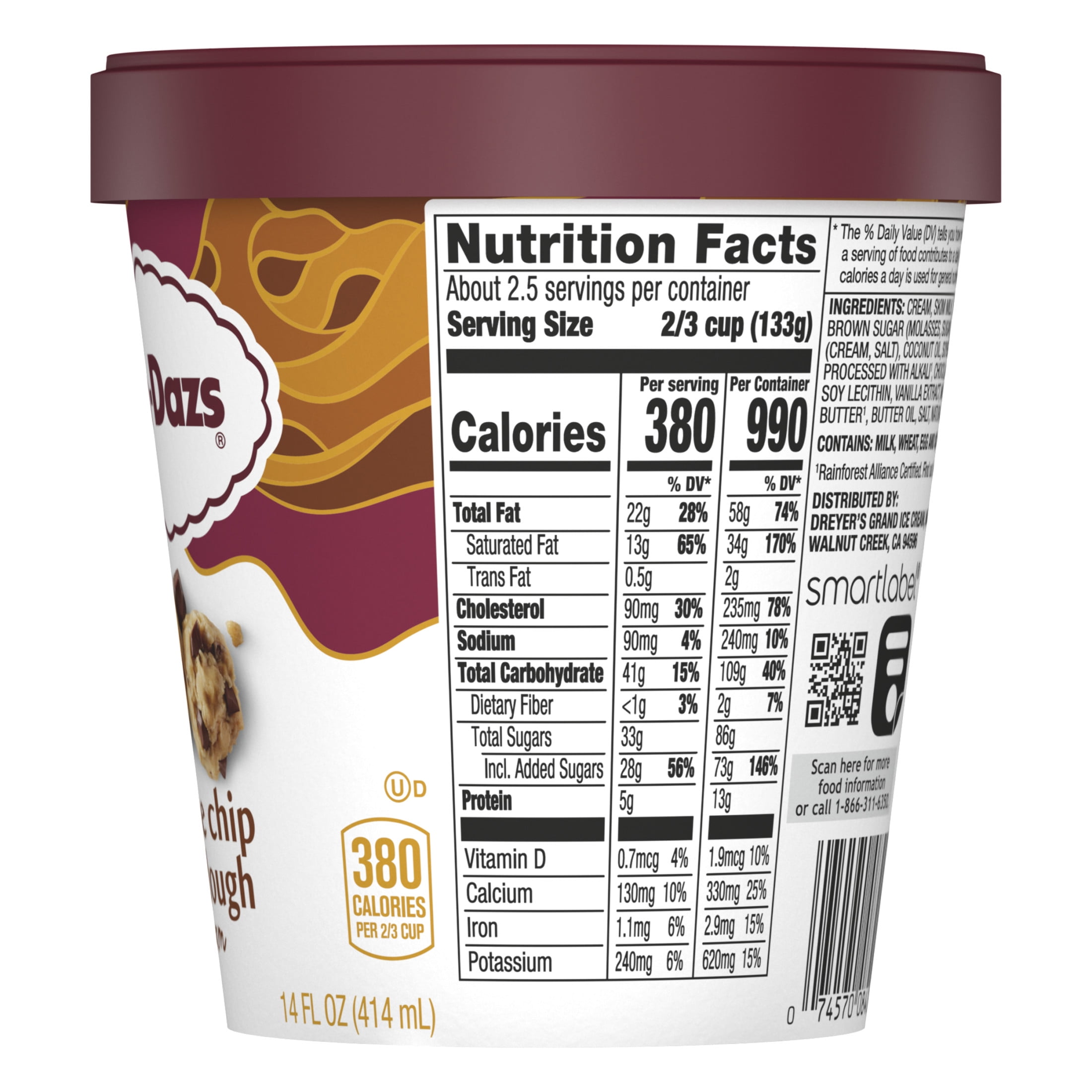 Haagen Dazs Chocolate Chip Cookie Dough Ice Cream, Kosher, 14 oz