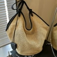 thumbnail image 3 of Straw Beach Bag for Women - Handmade Raffia Woven Tote Handbag, Summer Mesh Beach Purse for Vacation Holiday, 3 of 7