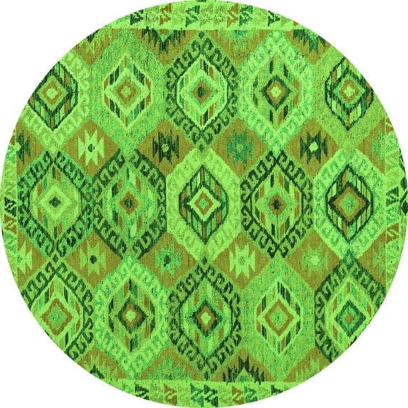 Ahgly Company Indoor Round Southwestern Green Country Area Rugs, 5' Round