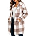thumbnail image 5 of Xaqiouau Womens Plaid Sherpa Jacket Fleece Hooded Coat Zip Up Long Sleeve Buffalo Check Teddy Jacket Warm Winter Outerwear with Pockets, 5 of 6