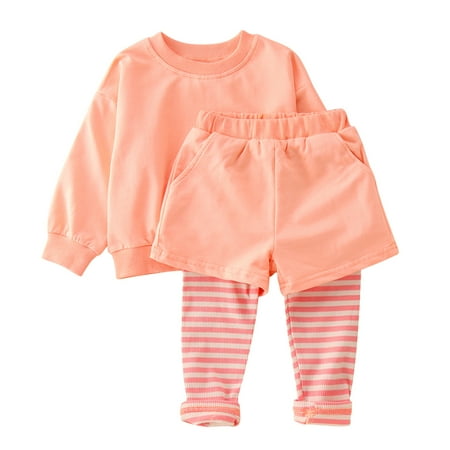 

XINSHIDE Outfits Striped + Sweatshirt Girls Wear Tracksuit Kids Baby Tops Sports Pants Set Clothes Toddler Boys 2Pcs Girls Outfits&Set Baby Clothing