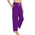 thumbnail image 2 of Daiia Purple Women's Sleep Pant with Pockets and Drawstring,Pajama Pants-Large, 2 of 9