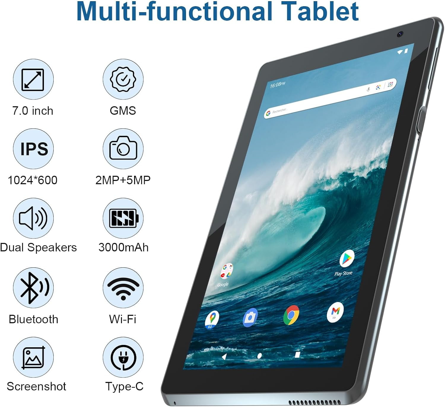 Android Tablet 7 inch, Android 12 Tablet, 4GB RAM 32GB ROM