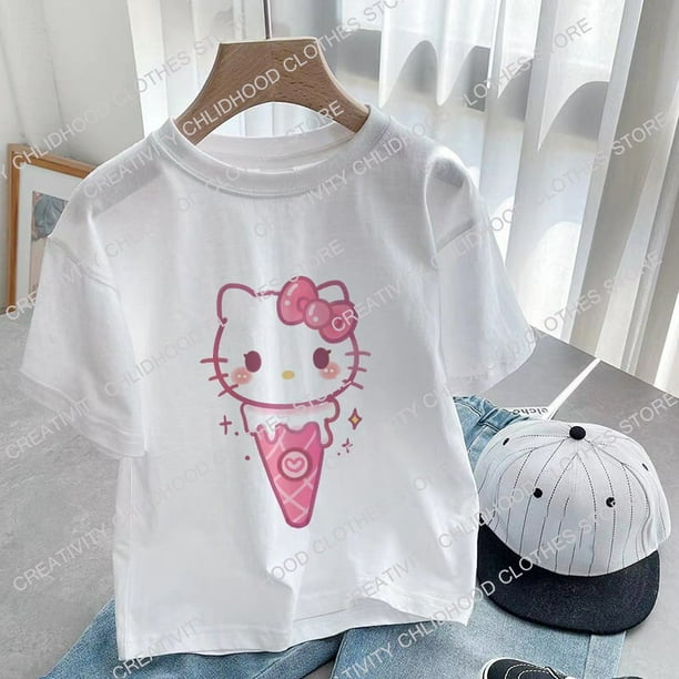 Sanrio-camiseta Kawaii para niños y niñas, ropa informal de