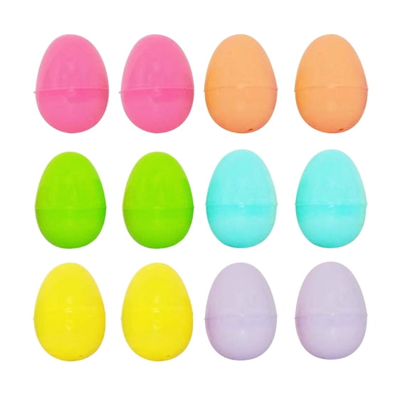 Colorful Plastic Easter Eggs Set 12 Pack of Durable, Fillable Eggs for Easter Hunt, Party Favors, Crafts, and Decorations