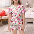 thumbnail image 2 of Gunia Girls Bow Pajamas Set,Bowknot Printed Short Sleeved Button Top Shorts Home Set Leisure Pjs,12-13 Years, 2 of 5