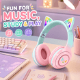 thumbnail image 5 of RNKR Kids Headphones Cat Ears,Kid Wireless Headphones For Study | Gradient Color Headphones With Microphone And LED Light For Home, School, 5 of 9
