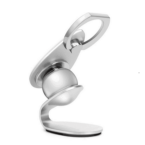 Premium Magnetic Cell Phone Car Holder w/ Ring Holder Compatible with Motorola One Vision, Moto E6, Nokia 105 (2019), 220 4G, Asus ROG Phone II (Silver)