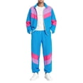 thumbnail image 5 of BELTNOV Men's 2 Piece Sets 80s 90s Tracksuit Long Sleeve Jacket with Elastic Waist Pants Set for Daily Wear Blue, 5 of 7