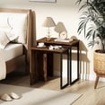 thumbnail image 4 of Nesting Coffee Table Set of 2, Rectangular Stackable Side Tables with Sturdy Metal Frames, Modern Nesting End Tables for Living Room, Bedroom, Rustic Brown, 4 of 9
