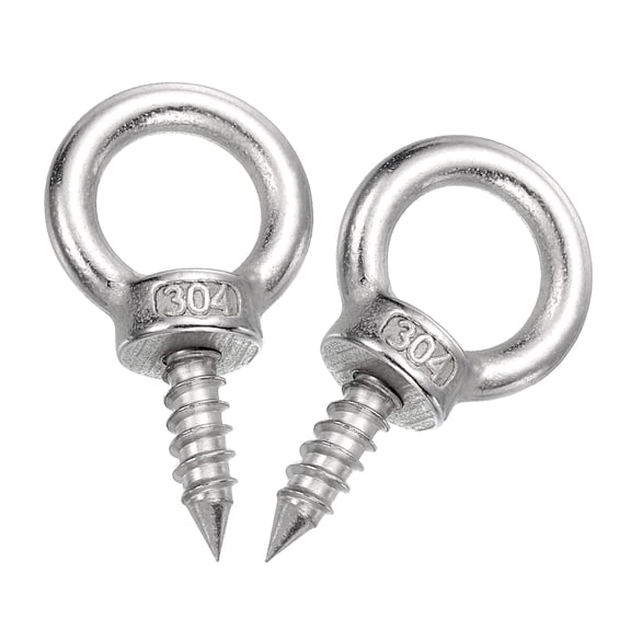 Uxcell 2Pcs M6x20mm Eye Hooks 2x1.1x1.1" 304 Stainless Steel Eye Bolts