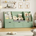 thumbnail image 3 of Homfa Kids Bookshelf with Reading Nook & 3 Movable Drawers, 2 Cube Bookcase with 4-Tier Book Racks, Toy Storage Organizer for Playroom Bedroom, Green, 3 of 8