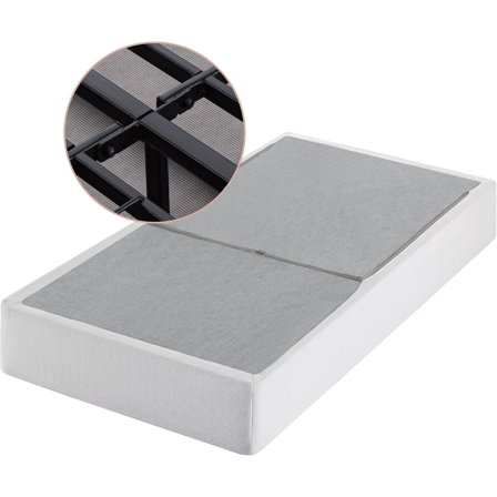 No Assembly Metal Box Spring 9 Inch White Mattress Foundation, Sturdy Metal Structure, Twin