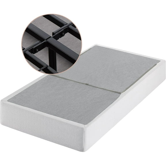 No Assembly Metal Box Spring 9 Inch White Mattress Foundation, Sturdy Metal Structure, Twin