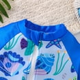 thumbnail image 4 of Landzoo Boys Swim Wear Graphic Print Short Sleeve Crew Neck One Piece Onesie Summer Cozy Soft Toddler Kids Boys Jumpsuits Size 9-12 Months Sky Blue, 4 of 9