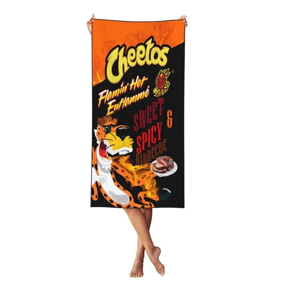 Cheetos Beach Towel Lightweight Bath Towel Swim Towel Peach Skin Velvet Quick Dry Towels for Adults Women Men 27.5x55in