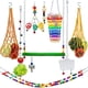 thumbnail image 2 of Juguetes Para Pollos Como Mascotas Juego de accesorios para jaula de pájaros de madera multicolor con red de alimentación, escalera, espejo, brocheta de frutas y verduras, xilófono Rkxzt, 2 of 7
