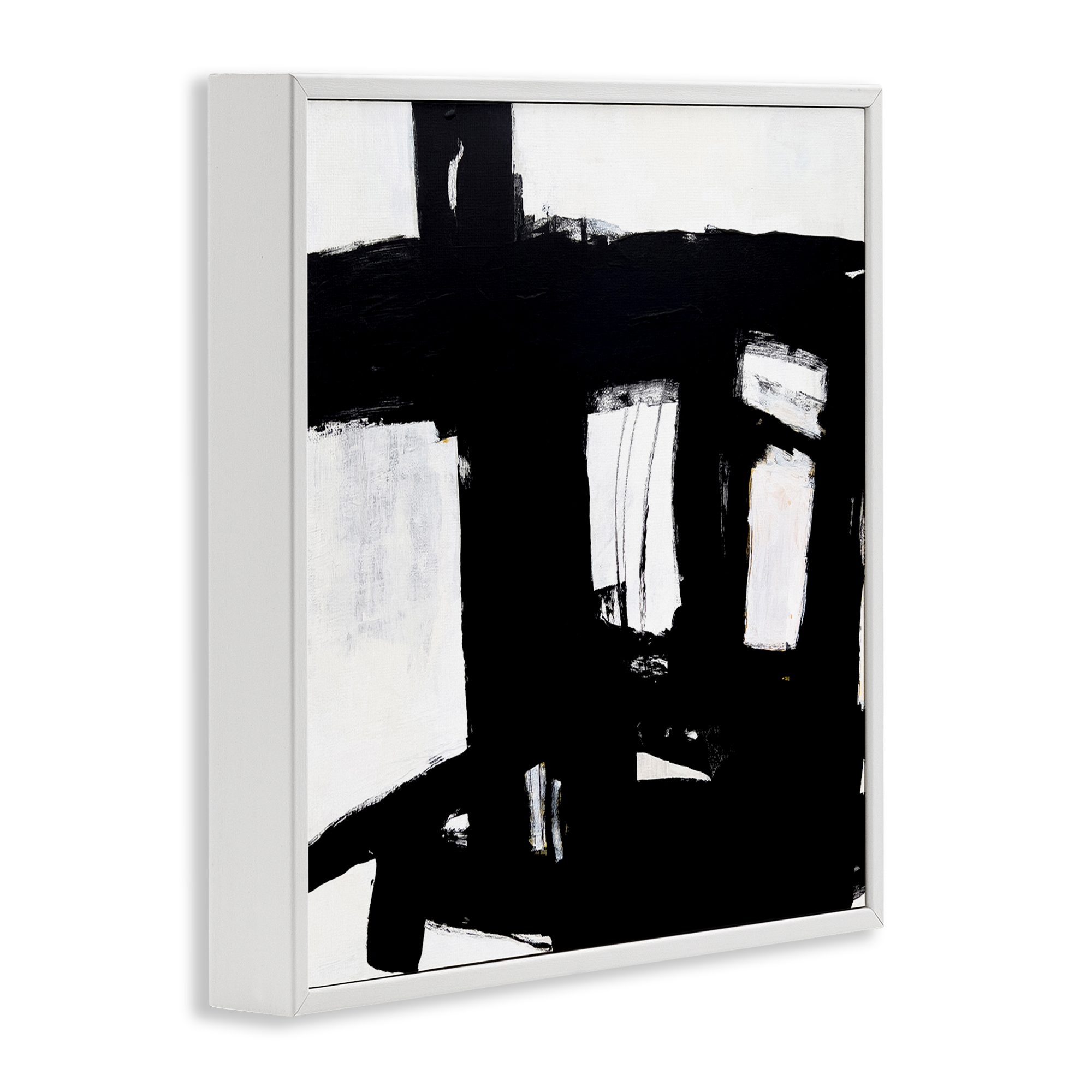 Stupell Industries Industrial Black Streaks Abstract Painting White Framed Art Print Wall Art, 24 x 24