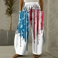 thumbnail image 1 of Lilgiuy 4th of July Pants for Women Casual Printing Pockets Elastic Mid-Waist Comfortable Wide-Legged Loose Independence Day Pants Cooling Tactical Hiking Pants, 1 of 4