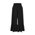 thumbnail image 3 of XFLWAM Flowy Cotton Linen Palazzo Pants for Women Elastic High Waisted Wide Leg Flowy Ruffle Loose Fit Solid Color Causal Dressy Lounge Trousers, 3 of 5