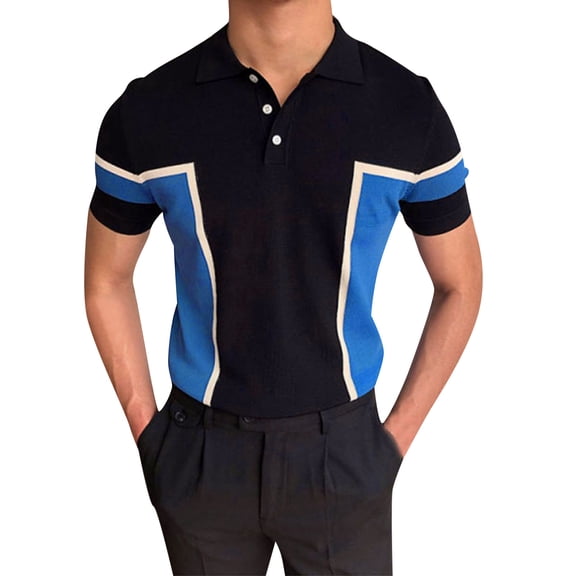Sngxgn Men's Short Sleeve Cotton Polo Shirt in Classic Fit(Black,XXL)