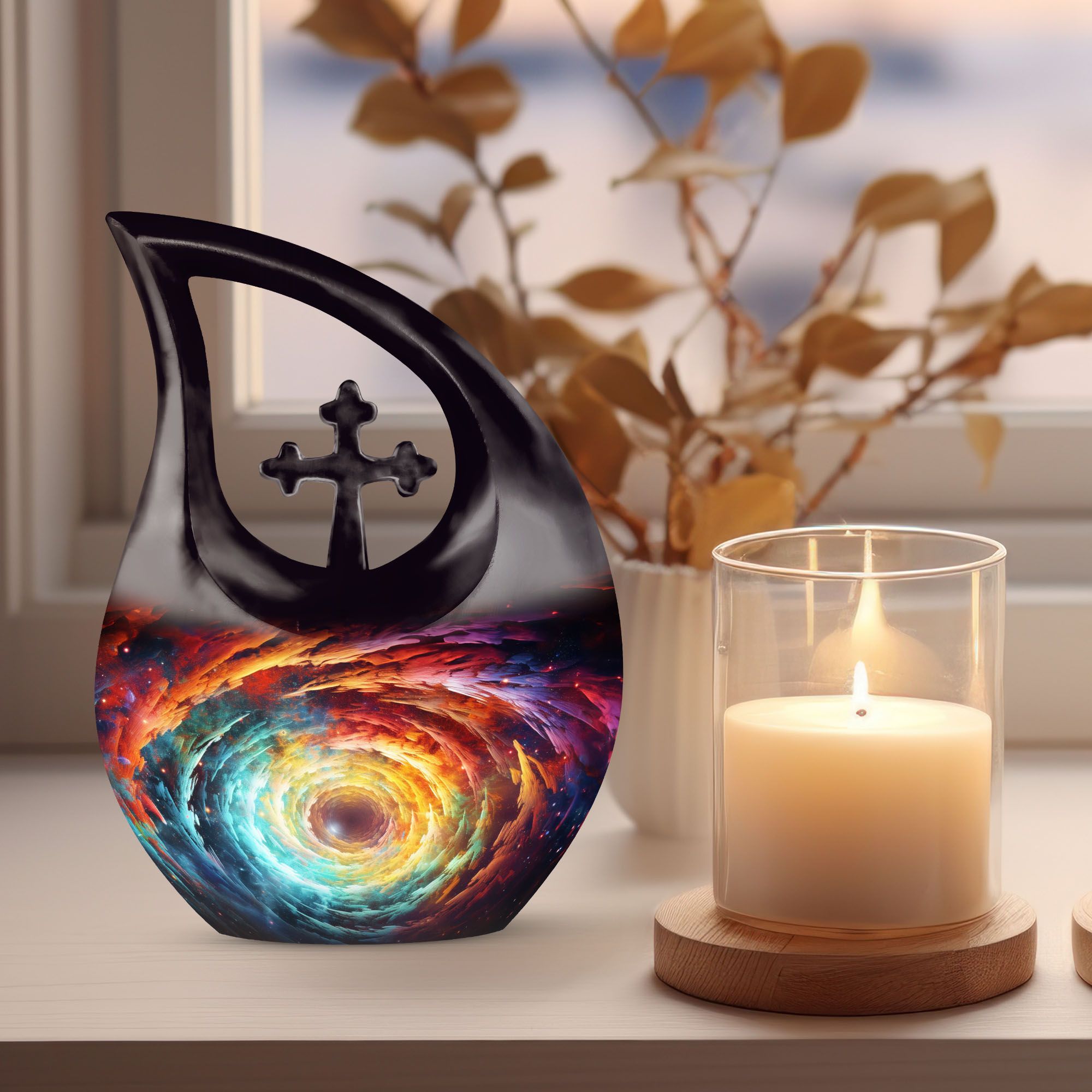 MUKTIVE Large Galaxy Urns for Human Ashes Adult Female & Male - Cremation Urn for Adult Women Ashes - Funeral Memorial - 10 Inch