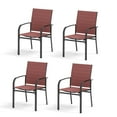 thumbnail image 2 of MF Studio Set of 4 Outdoor Patio Dining Chairs, Steel Frames with Textilene, Black & Red, 2 of 9