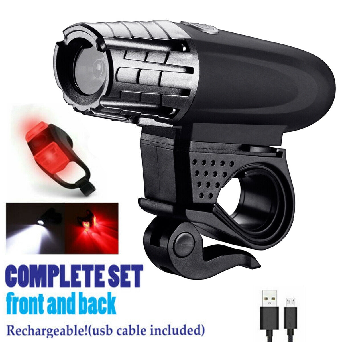 5000 Lumen 8.4V Rechargeable Cycling Light Bicycle Bike LED Front Rear Lamp Set
