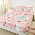 thumbnail image 3 of Castle Fairy Cartoon Unicorn 3pcs Twin Sheet Sets for Child,Kawaii Rainbow Twin Fitted Sheet,Polka Dots Breathable Flat Sheet,Luxury Bedroom Decor, 3 of 7
